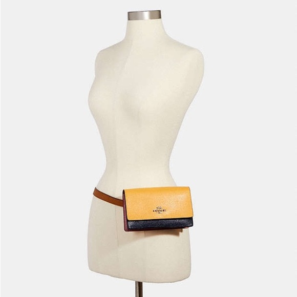 COACH Yellow, Pink and Black Leather Crossbody and Belt Bag (2 in 1) NWOT - Picture 5 of 5